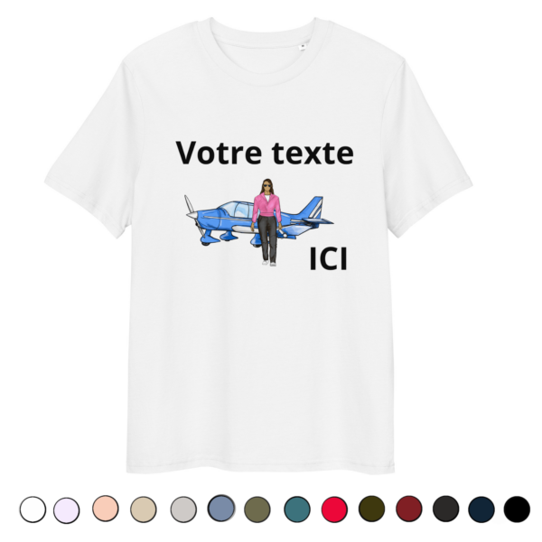 T-shirt Biologique Unisexe Avion - personnage femme