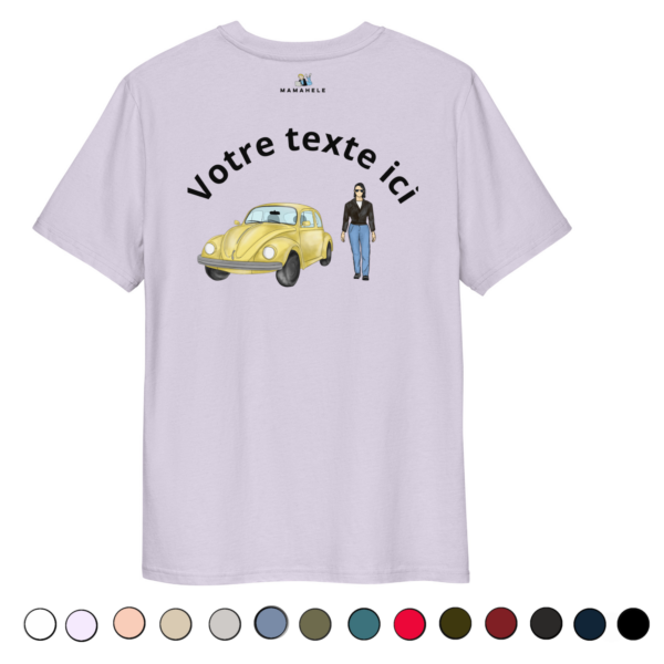 T-shirt recto-verso Biologique Unisexe Voiture - personnage femme