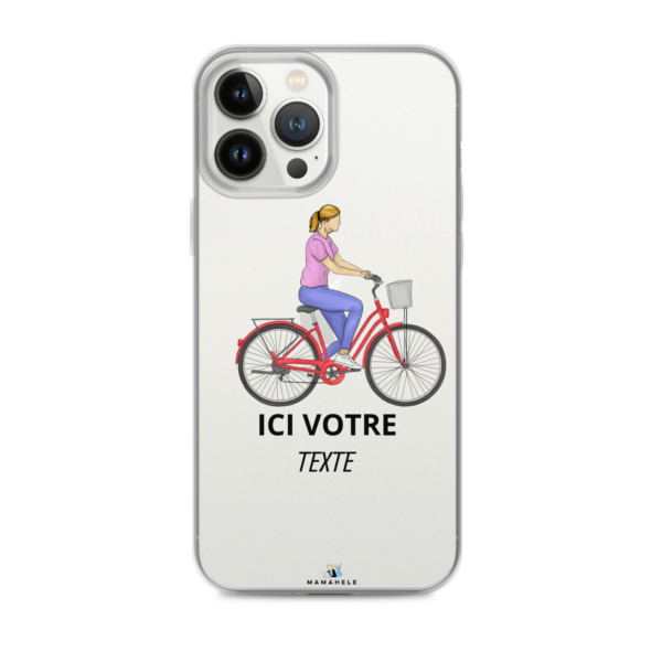 Coque transparente pour iPhone® Vélo - personnage femme