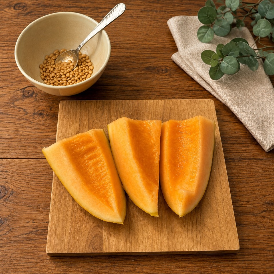melon ancien veille France couper en morceaux sur une planche bois